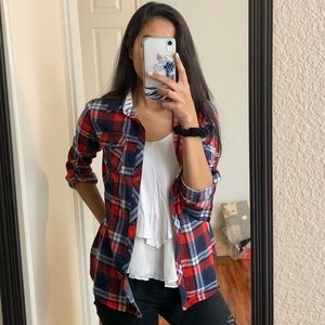 Red, White, Blue Plaid Shirt